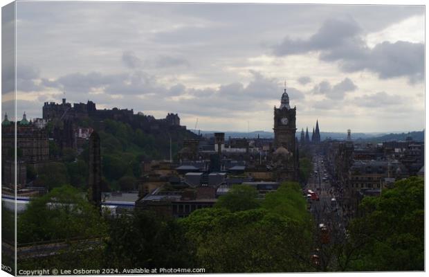 Edinburgh Skyline from Calton Hill 5 Canvas Print by Lee Osborne