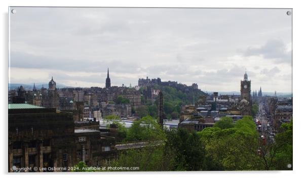 Edinburgh Skyline from Calton Hill 6 Acrylic by Lee Osborne