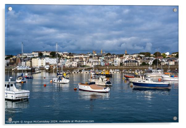 St Peter Port harbour in Guernsey, Channel Islands Acrylic by Angus McComiskey