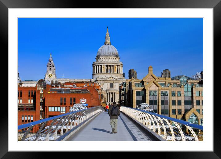 St Paul's Cathedral London Millennium Bridge Framed Mounted Print by Andy Evans Photos