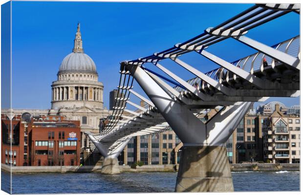 St Paul's Cathedral London Millennium Bridge Canvas Print by Andy Evans Photos