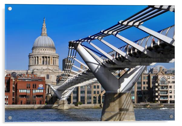 St Paul's Cathedral London Millennium Bridge Acrylic by Andy Evans Photos