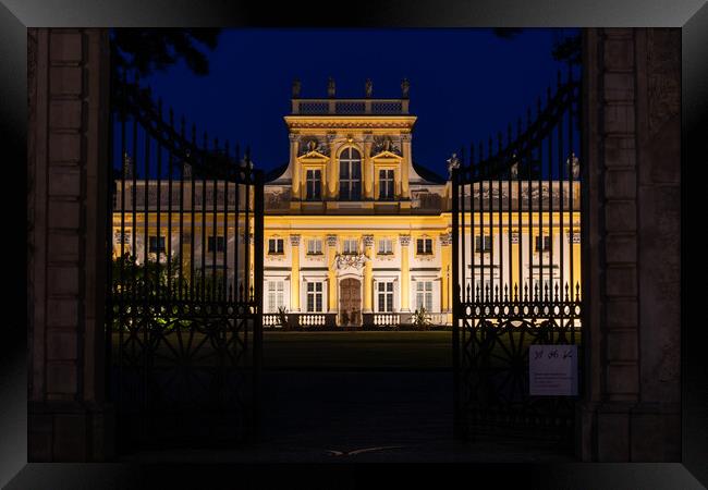 Main Gate to Wilanow Palace in Warsaw at Night Framed Print by Artur Bogacki