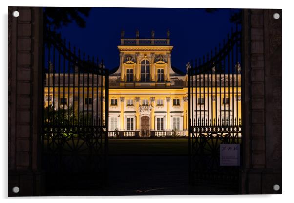 Main Gate to Wilanow Palace in Warsaw at Night Acrylic by Artur Bogacki