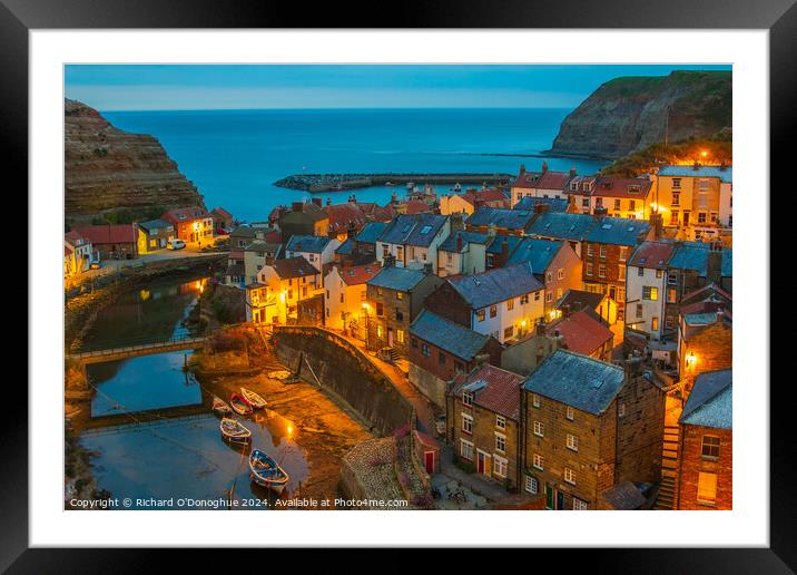 Staithes village at dusk Framed Mounted Print by Richard O'Donoghue