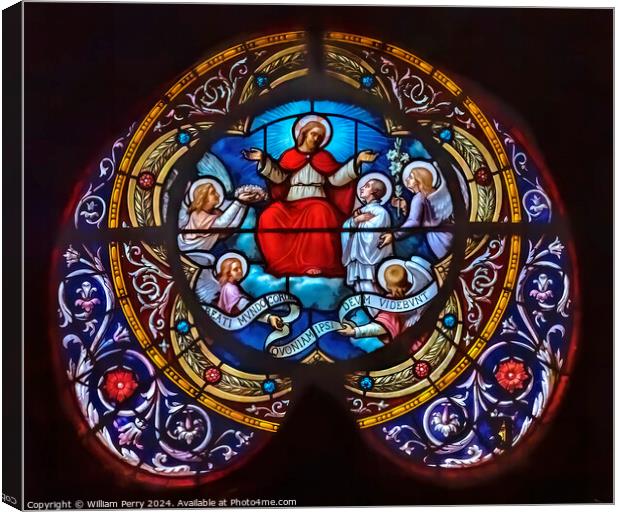 Jesus Heaven Stained Glass Saint Nizier Church Lyon France Canvas Print by William Perry