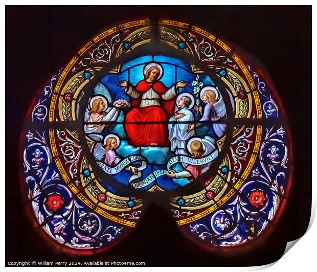 Jesus Heaven Stained Glass Saint Nizier Church Lyon France Print by William Perry