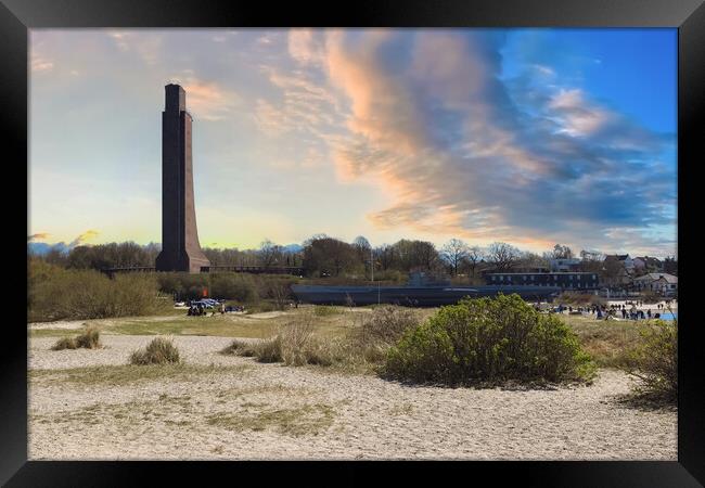 Nice view at the submarine u-995 at the beach of Laboe in Germany on a sunny day Framed Print by Michael Piepgras