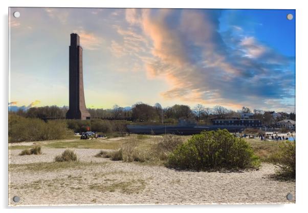 Nice view at the submarine u-995 at the beach of Laboe in Germany on a sunny day Acrylic by Michael Piepgras