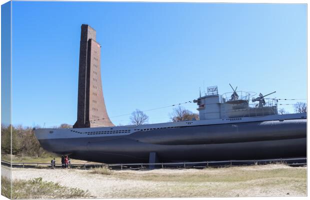 Nice view at the submarine u-995 at the beach of Laboe in Germany on a sunny day Canvas Print by Michael Piepgras