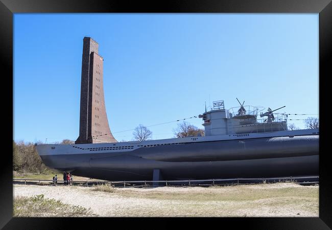 Nice view at the submarine u-995 at the beach of Laboe in Germany on a sunny day Framed Print by Michael Piepgras