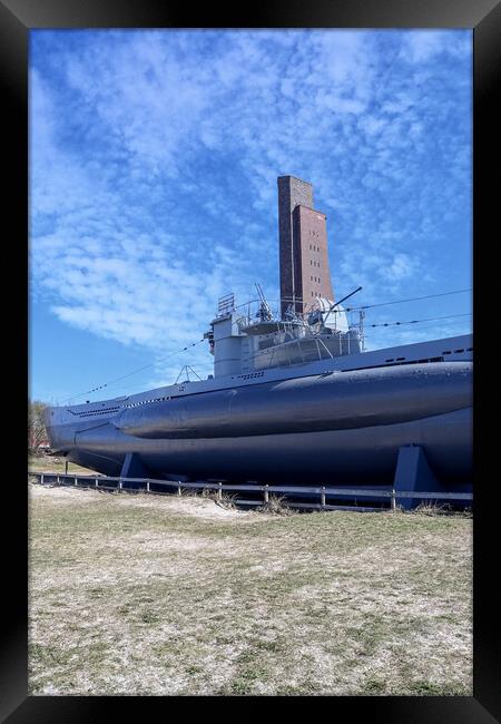 Nice view at the submarine u-995 at the beach of Laboe in Germany on a sunny day Framed Print by Michael Piepgras