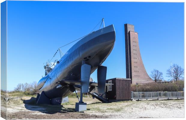 Nice view at the submarine u-995 at the beach of Laboe in Germany on a sunny day Canvas Print by Michael Piepgras