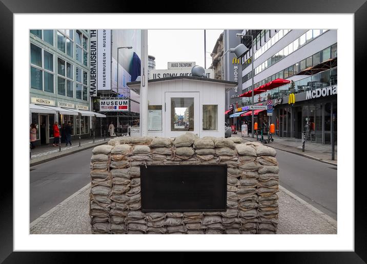 View of the famous Checkpoint Charlie in Berlin Framed Mounted Print by Michael Piepgras