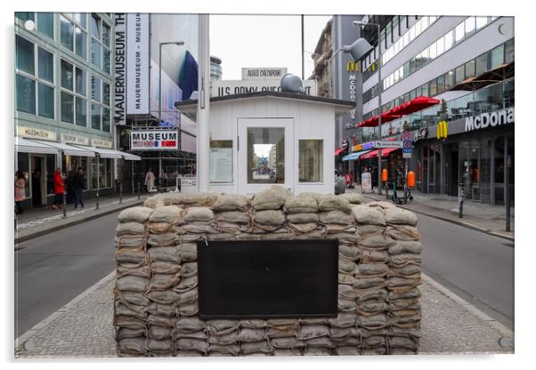 View of the famous Checkpoint Charlie in Berlin Acrylic by Michael Piepgras
