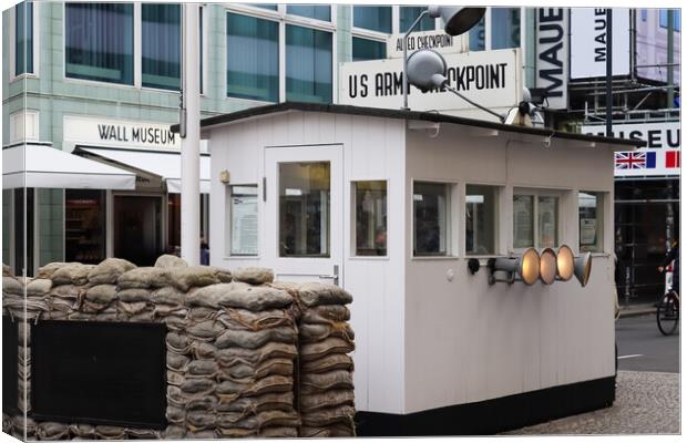 View of the famous Checkpoint Charlie in Berlin Canvas Print by Michael Piepgras