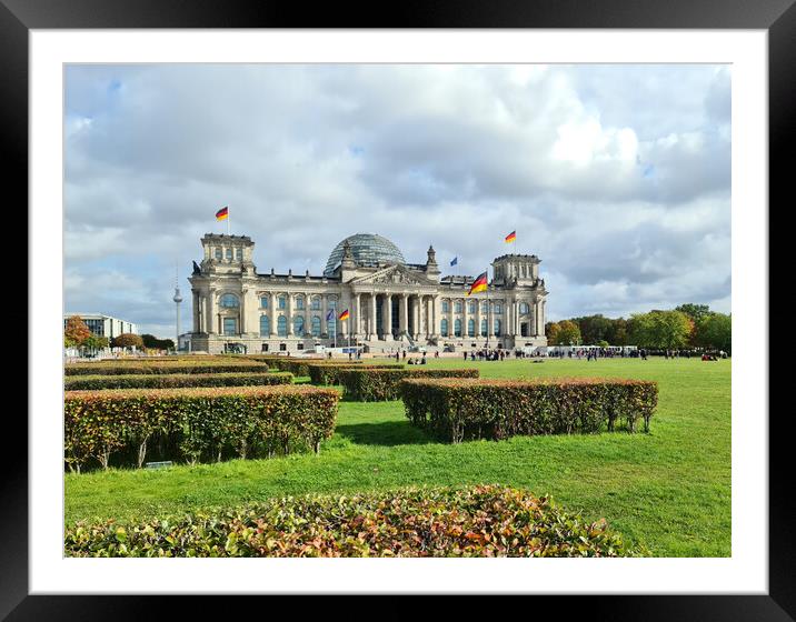 Building of the German Reichstag in Berlin on the holiday on 3 October Framed Mounted Print by Michael Piepgras