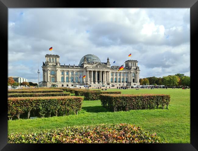 Building of the German Reichstag in Berlin on the holiday on 3 October Framed Print by Michael Piepgras