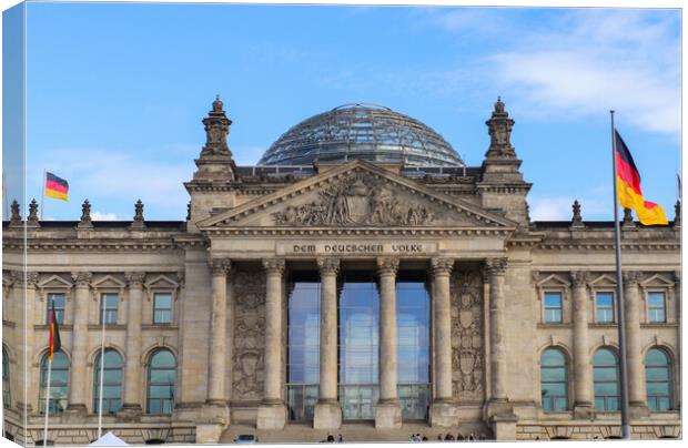 Building of the German Reichstag in Berlin on the holiday on 3 October Canvas Print by Michael Piepgras