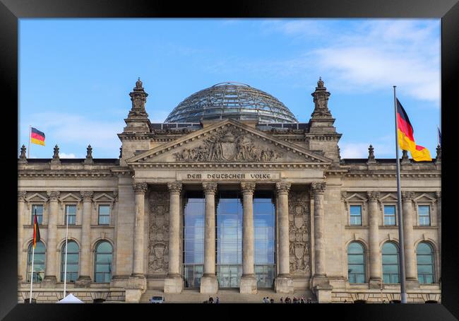 Building of the German Reichstag in Berlin on the holiday on 3 October Framed Print by Michael Piepgras