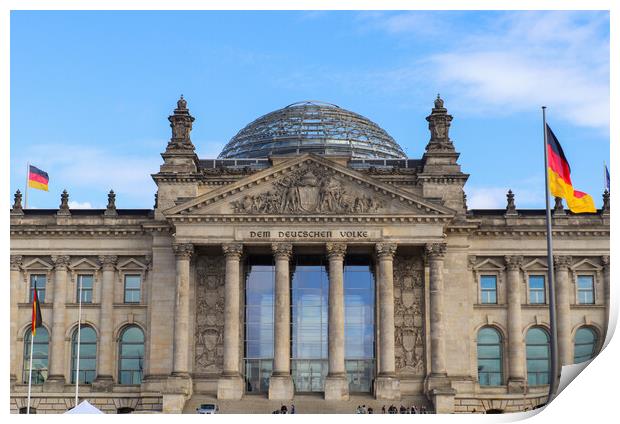 Building of the German Reichstag in Berlin on the holiday on 3 October Print by Michael Piepgras