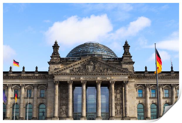 Building of the German Reichstag in Berlin on the holiday on 3 October Print by Michael Piepgras