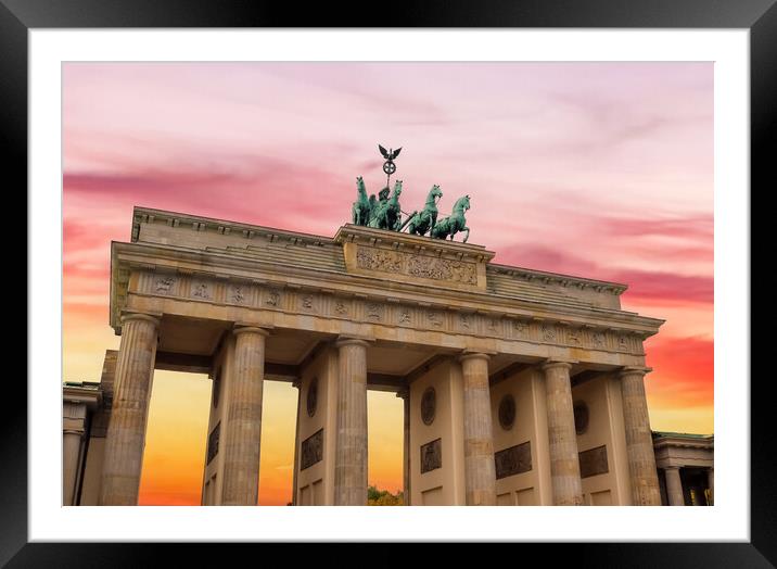 The Brandenburg Gate on the 3 October holiday in Berlin Framed Mounted Print by Michael Piepgras