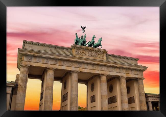 The Brandenburg Gate on the 3 October holiday in Berlin Framed Print by Michael Piepgras