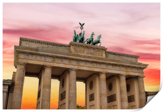 The Brandenburg Gate on the 3 October holiday in Berlin Print by Michael Piepgras