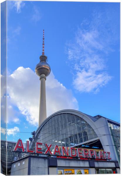 View of the famous Alexanderplatz in Berlin Mitte during daytime Canvas Print by Michael Piepgras