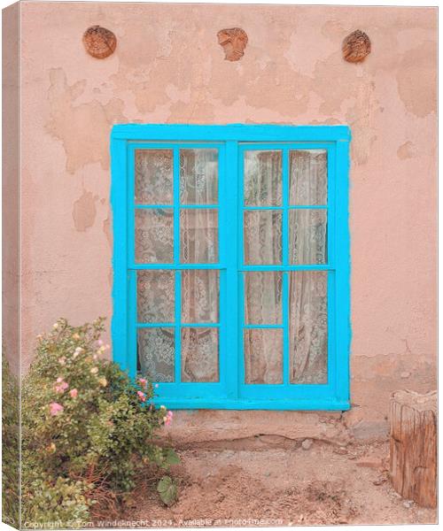 Turquoise Window - New Mexico Canvas Print by Tom Windeknecht
