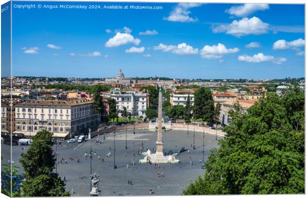 Looking down on Piazza del Popolo in Rome, Italy Canvas Print by Angus McComiskey