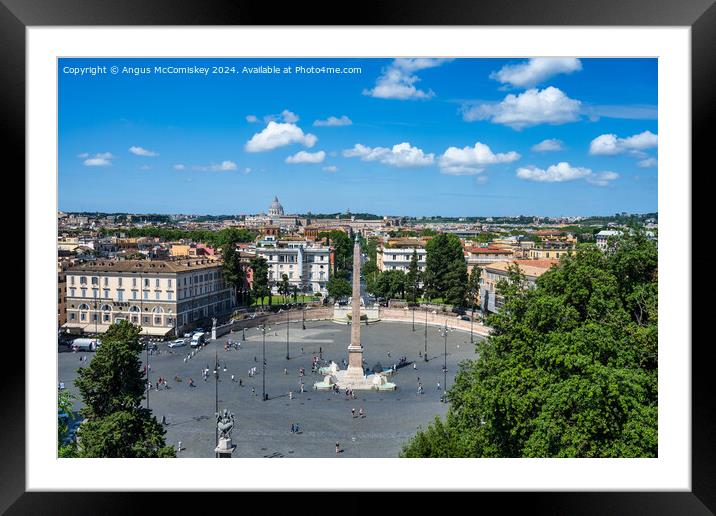 Looking down on Piazza del Popolo in Rome, Italy Framed Mounted Print by Angus McComiskey