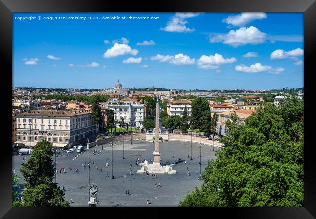 Looking down on Piazza del Popolo in Rome, Italy Framed Print by Angus McComiskey