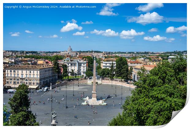 Looking down on Piazza del Popolo in Rome, Italy Print by Angus McComiskey