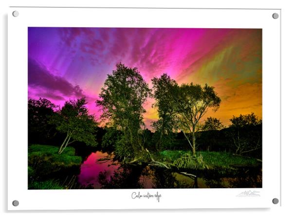 Calm waters edge aurora over river Acrylic by JC studios LRPS ARPS