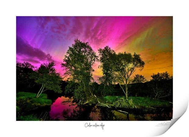 Calm waters edge aurora over river Print by JC studios LRPS ARPS