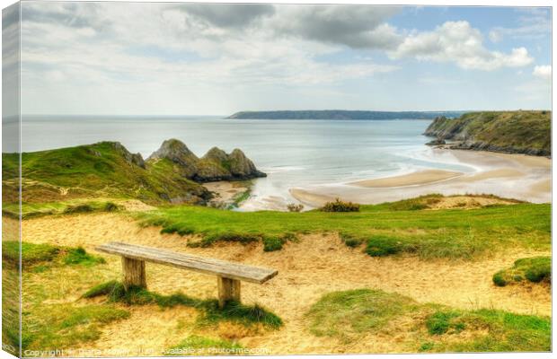 Three Cliffs Bay Gower Wales Canvas Print by Diana Mower