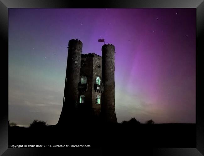 Broadway Tower  - Aurora Borealis - Cotswolds Framed Print by Paula Rose