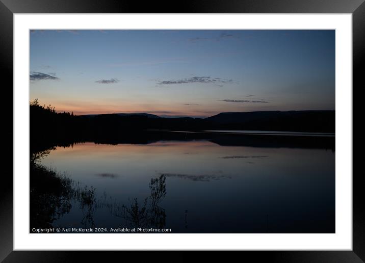 Sunset  Llyn On Reservoir Bannau Brycheiniog  Wales  Framed Mounted Print by Neil McKenzie