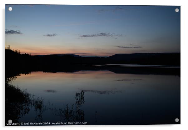 Sunset  Llyn On Reservoir Bannau Brycheiniog  Wales  Acrylic by Neil McKenzie