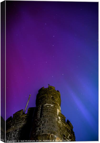 Aurora borealis Llyn On Reservoir Bannau Brycheiniog  Wales  Canvas Print by Neil McKenzie