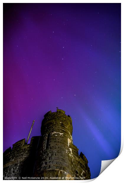 Aurora borealis Llyn On Reservoir Bannau Brycheiniog  Wales  Print by Neil McKenzie