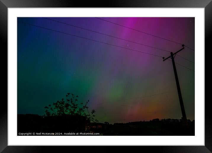 Aurora borealis Bannau Brycheiniog Wales  Framed Mounted Print by Neil McKenzie