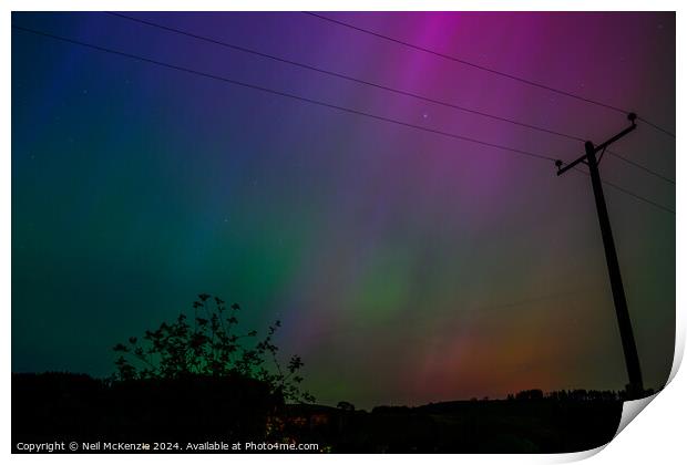 Aurora borealis Bannau Brycheiniog Wales  Print by Neil McKenzie