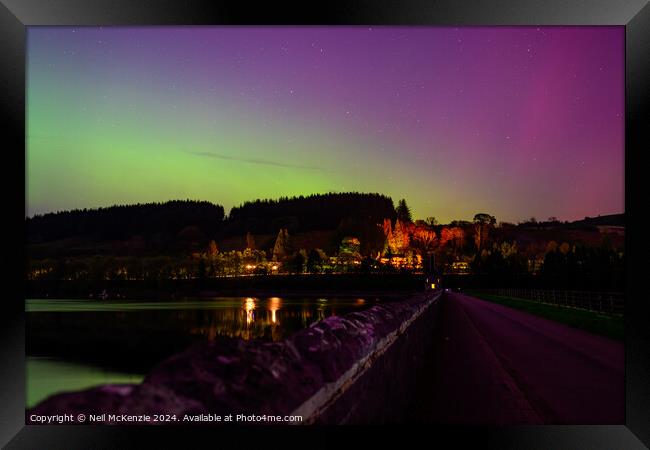 Aurora borealis Llyn On Reservoir  Bannau Brycheiniog Wales  Framed Print by Neil McKenzie