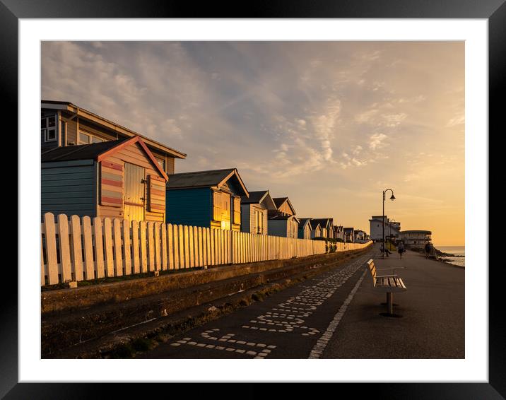 Sunset beach huts Framed Mounted Print by Tony Twyman