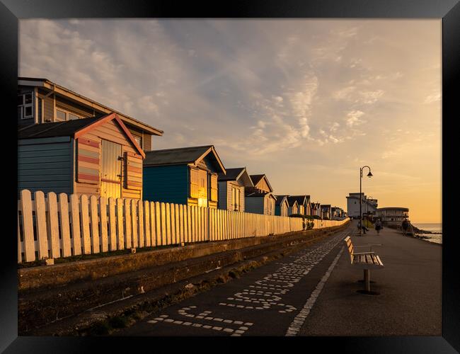 Sunset beach huts Framed Print by Tony Twyman