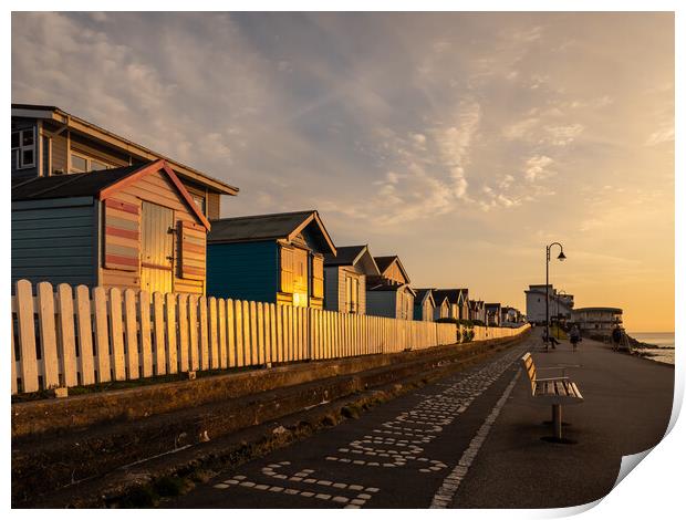 Sunset beach huts Print by Tony Twyman