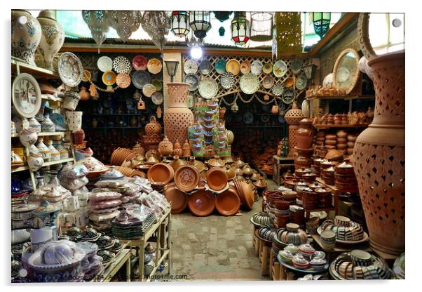 Pottery shop, Taroudant, Morocco 1 Acrylic by Paul Boizot
